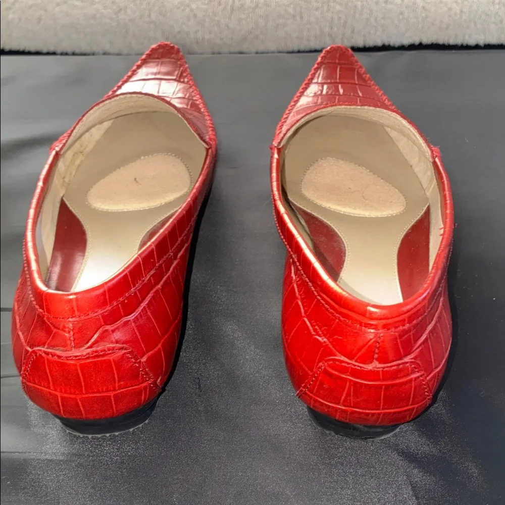 Nicole Women's Vibrant Red Croc-Embossed Flats - Picture 4 of 10